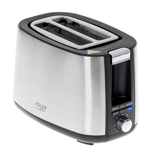 Adler Toaster AD 3214 Power 750 W, Number of slots 2, Housing material Stainless steel, Stainless st